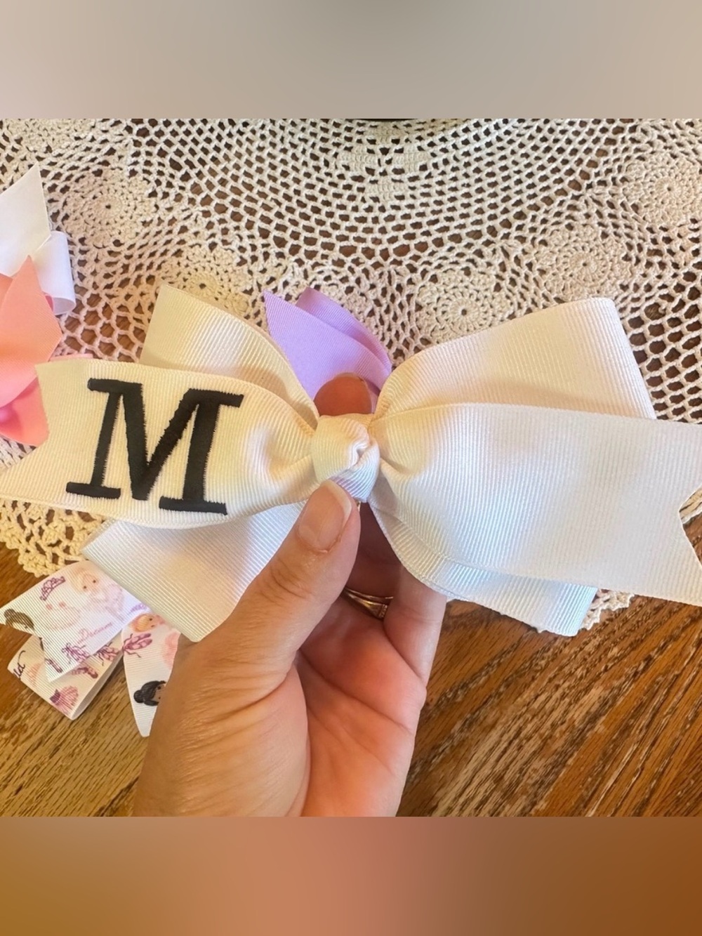 Monogram Hair Bow Set - Pink, White, Lavender, ballet print
